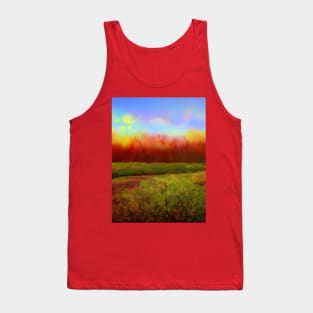 Artificial Intelligence Green Nature Art- Nature Sun Colored Art - AI Watercolor Tank Top